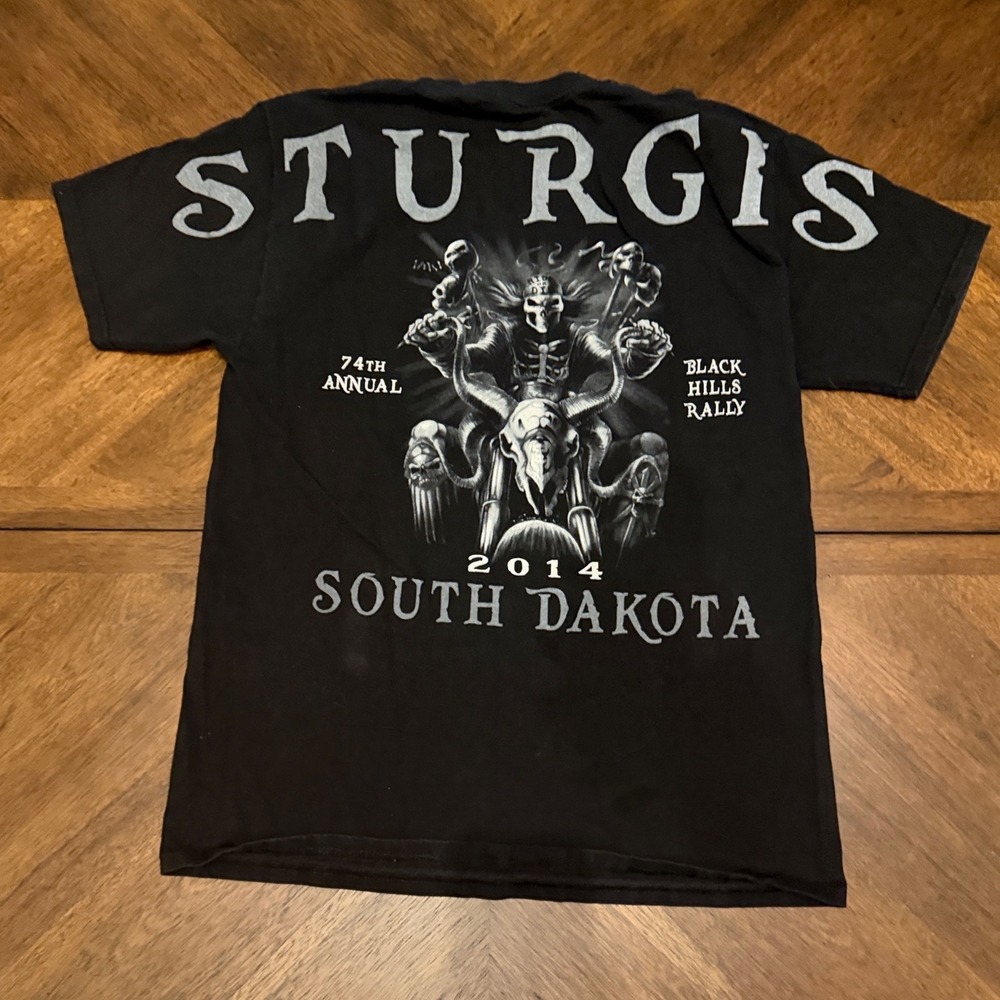 Hanes Sturgis Rally 2014 T-Shirt Mens Large Black Hills South Dakota Biker Tee